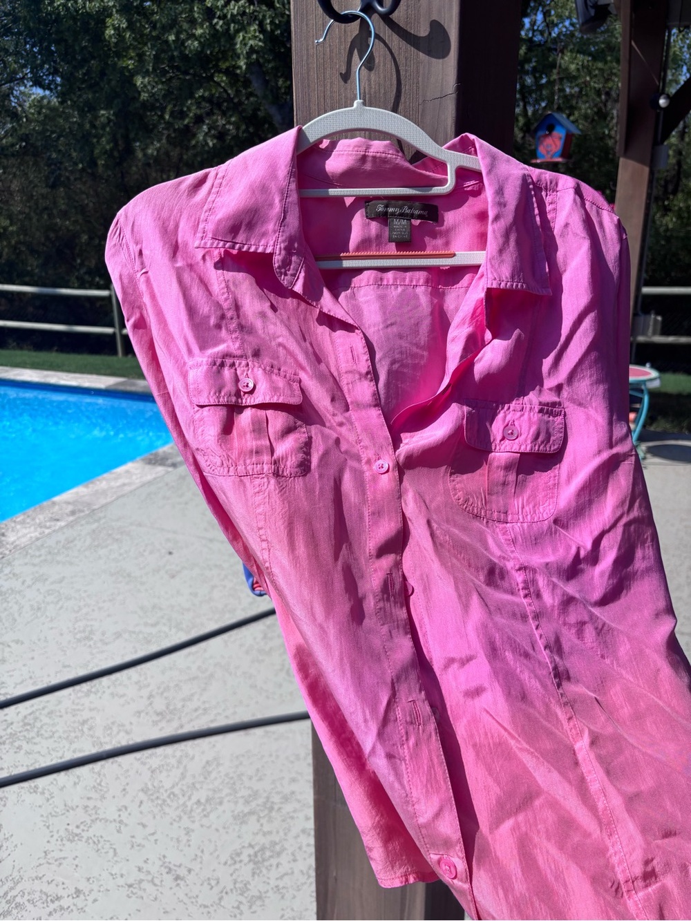 Bright Pink womens Button-Front Shirt - Tommy Bahama 100% silk